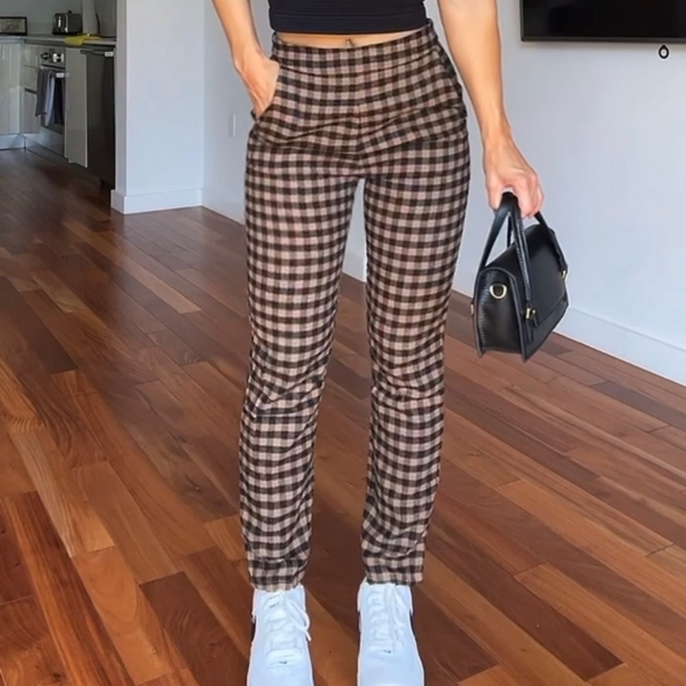 12th Tribe Brown & Black Plaid Trousers